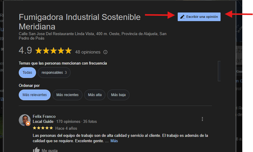 Gracias por preferir Fumigadora meridiana